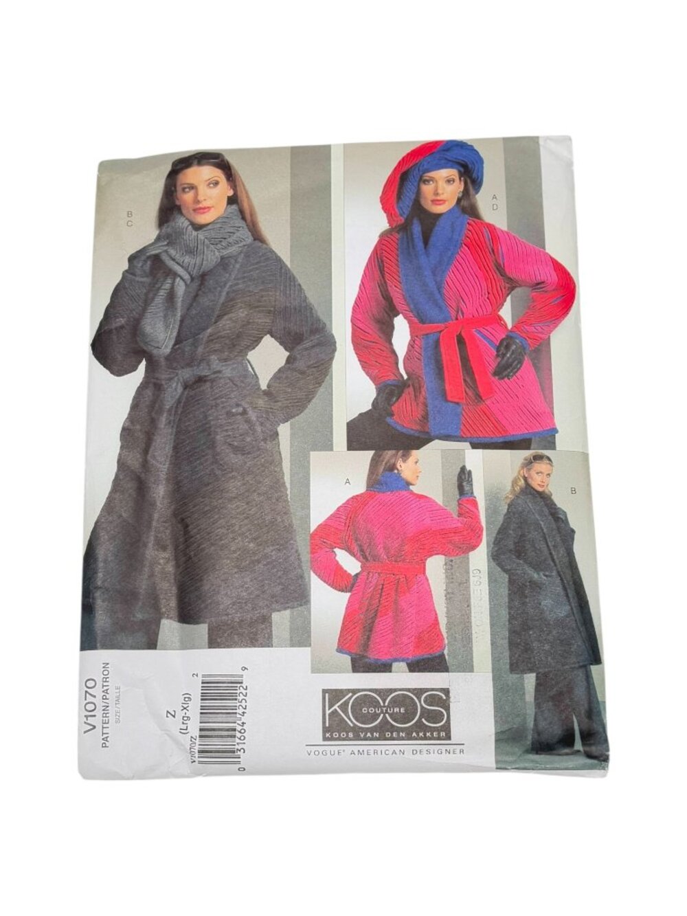Vogue Pattern V1070 Koos Coat Reversinble Size L XL Sewing Uncut
